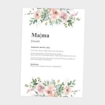 Definitionsposter "Mama  2" | Geschenkidee | Personalisiert  | individuelles Bild | Wörterbuch