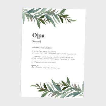 Definitionsposter "Opa 2" | Geschenkidee | Personalisiert  | individuelles Bild | Wörterbuch