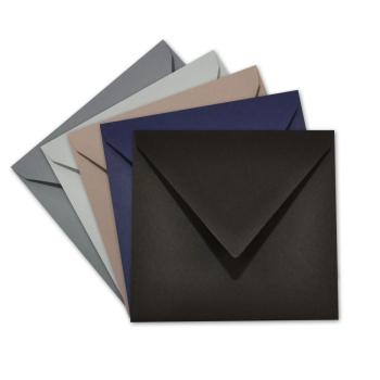 Sortiment "Dunkle Farben" 25x Briefumschläge in 5 Farben Format 16x16cm - farbig sortiert