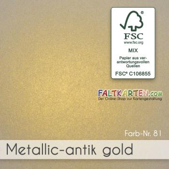 Doppelkarte Faltkarte Din Lang Quer 11x22cm 240g M In Metallic Antik Gold