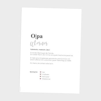 Definitionsposter "Opa 1" | Geschenkidee | Personalisiert  | individuelles Bild | Wörterbuch