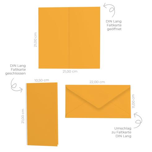 Faltkarte DIN Lang mit Briefumschlag in altgold