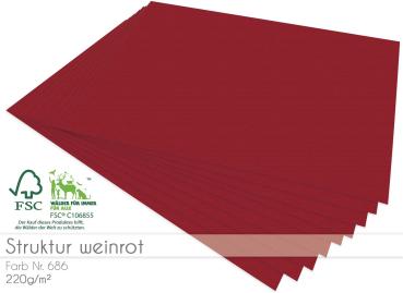 Cardstock "Struktur" - Bastelpapier 220g/m² DIN A4 in struktur weinrot