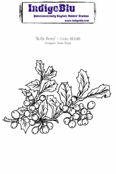 IndigoBlu "Holly Berry" A6 Rubber Stamp