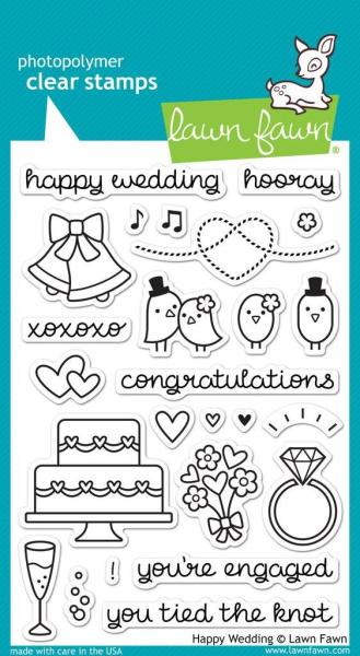 Lawn Fawn Stempelset "Happy Wedding" Clear Stamp