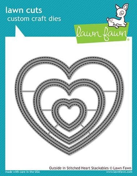 Lawn Fawn Craft Die - Outside In Stitched Heart Stackables