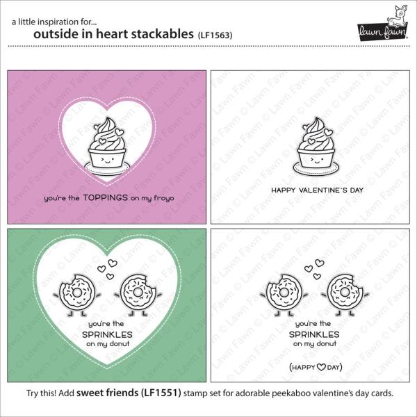 Lawn Fawn Craft Die - Outside In Stitched Heart Stackables