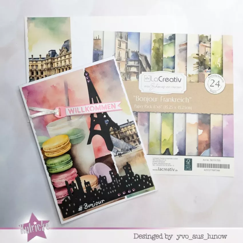 LaCreativ - Designpapier "Bonjour Frankreich" Paper Pack 6x6" - 24 Bogen