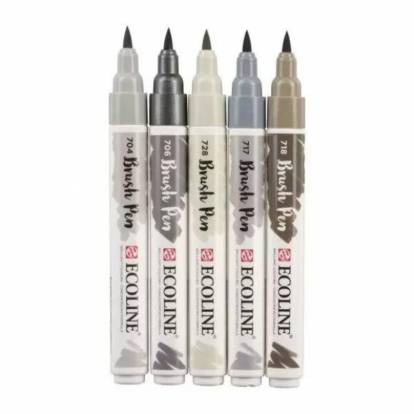 Talens Ecoline Brushpen Set x5 Grey (11509907)