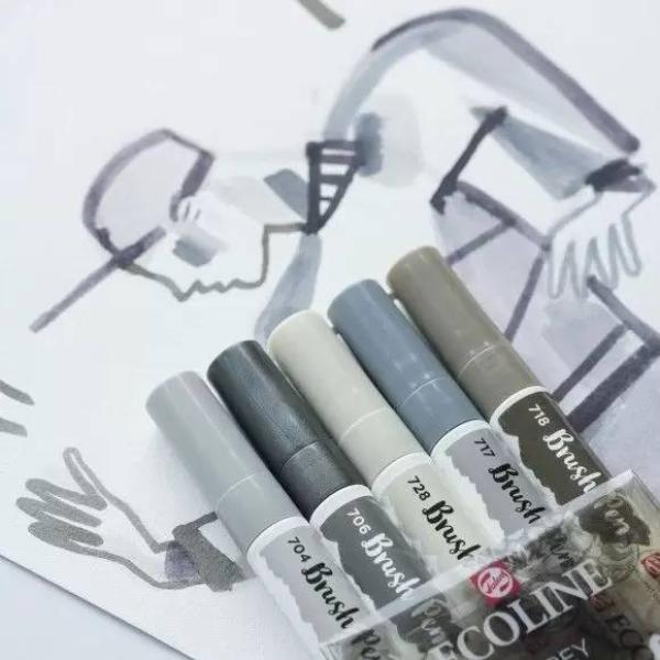 Talens Ecoline Brushpen Set x5 Grey (11509907)