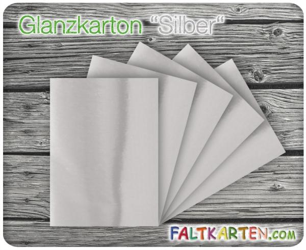 Glanzkarton "Silber" 5 Bogen 23x33cm