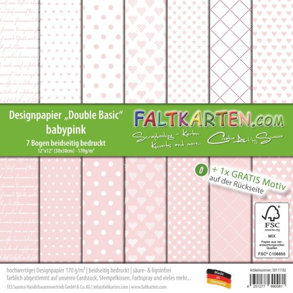 Designpapier 12"x12" beidseitig "Double Basic" in babypink