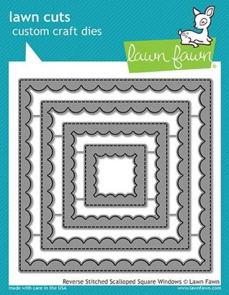 Lawn Fawn Craft Die - Reverse Stitched Scalloped Square Windows