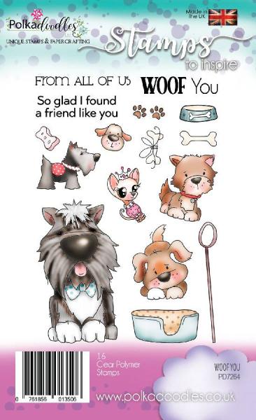 Polkadoodles Stempel "Woof You" Clear Stamp-Set