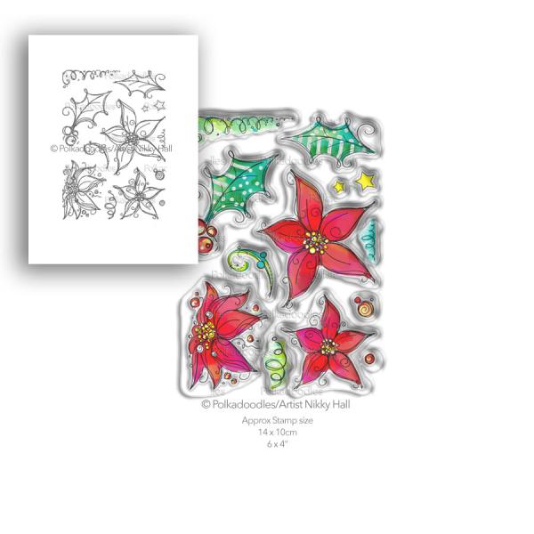 Polkadoodles Stempel "Perfect Poinsettias" Clear Stamp-Set