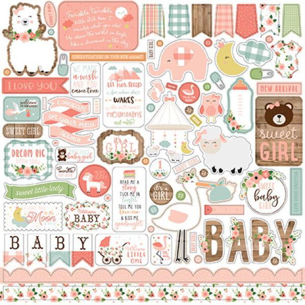 Echo Park "Baby Girl" 12x12" Element Stickers