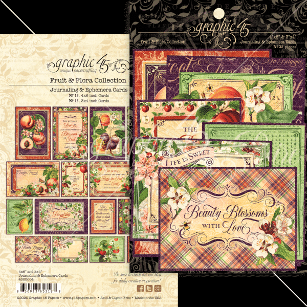 Graphic 45 "Fruit & Flora" Ephemera & Journaling Cards - Stanzteile