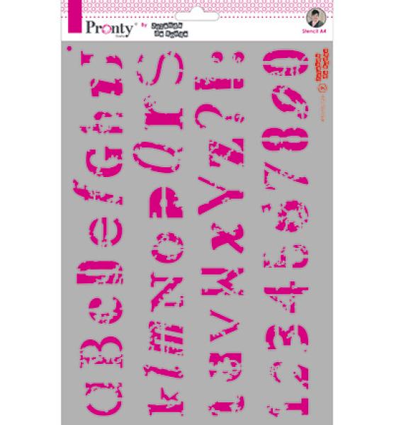 Pronty Crafts Alfabet Grunge A4 Stencil - Schablone 