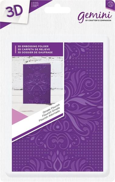 Gemini Ornate Flourish A6 3D Embossing Folder- 3D Prägefolder Dekorative Schnörkel