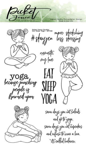 Picket Fence Studios Eat Sleep Yoga Clear Stamps Bff 108 Yoga