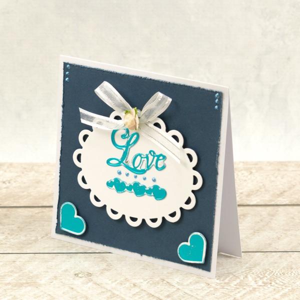 Couture Creations Cut, Foil & Emboss Die "Love Sentiment & Heart Border Mini"