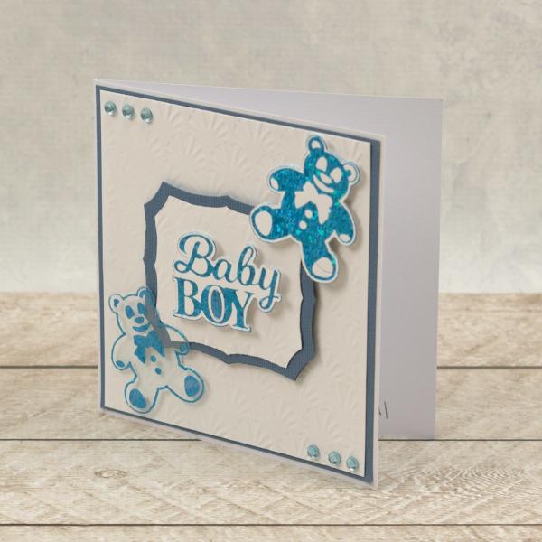 Couture Creations Cut, Foil & Emboss Die "Baby Boy Sentiment Mini"