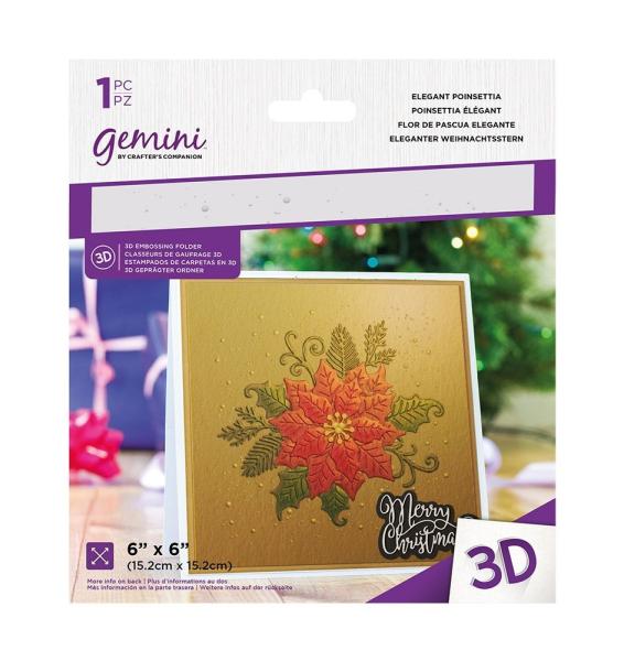 Gemini Elegant Poinsettia 3D Embossing Folder- 3D Prägefolder 