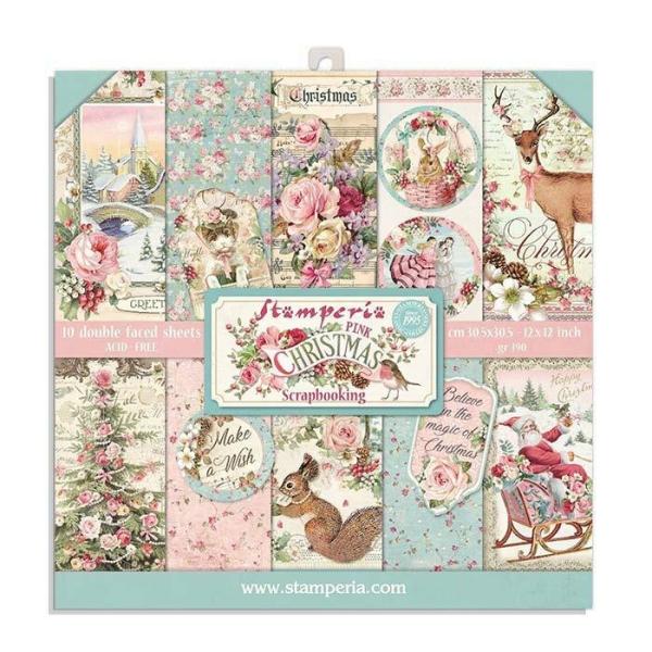 Stamperia "Pink Christmas" 8x8" Paper Pack - Cardstock