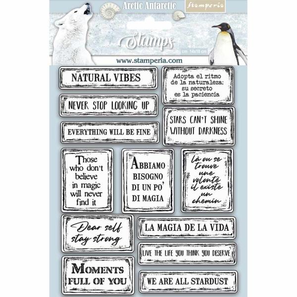 Stamperia Stempel "Arctic Antarctic Quotes" Natural Rubber Stamp - (Naturkautschukstempel)