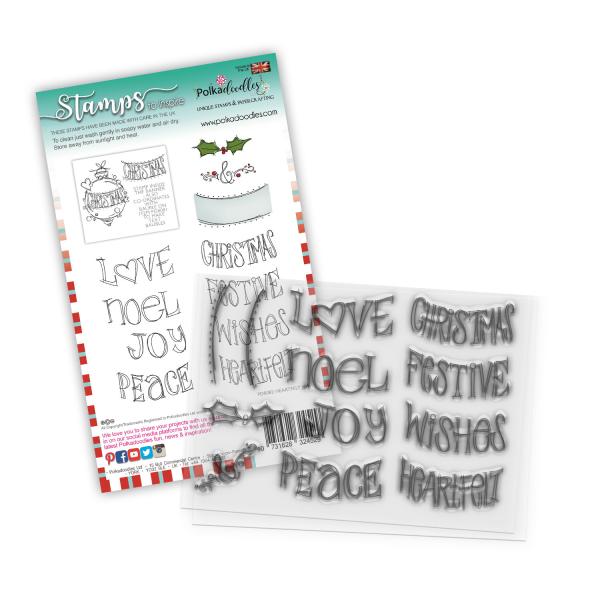 Polkadoodles Stempel "Heartfelt & Joy Christmas Text" Clear Stamp-Set