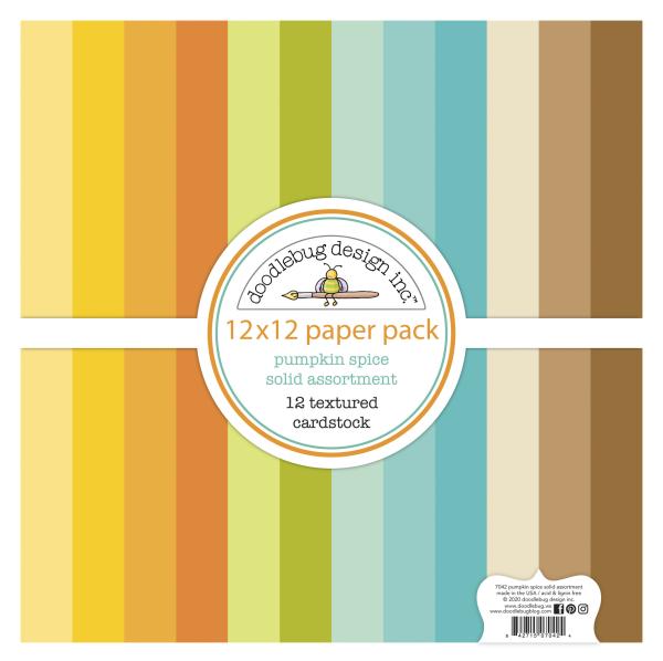 Doodlebug Design Pumpkin Spice Textured Cardstock  12" Paper Pack  - Designpapier 