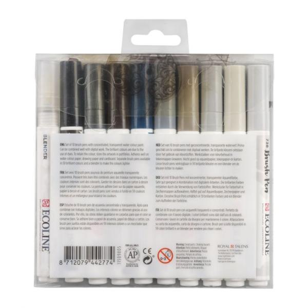 Talens Ecoline Brushpen Grau 10er Set