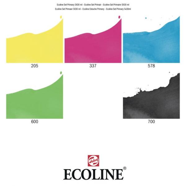 Ecoline - Flüssige Wasserfarbe Set  Primär 5x30ml 