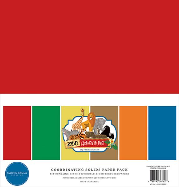 Carta Bella "Zoo Adventure" 12x12" Coordinating Solids Paper Pack