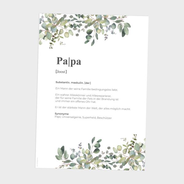 Definitionsposter "Papa  2" | Geschenkidee | Personalisiert  | individuelles Bild | Wörterbuch