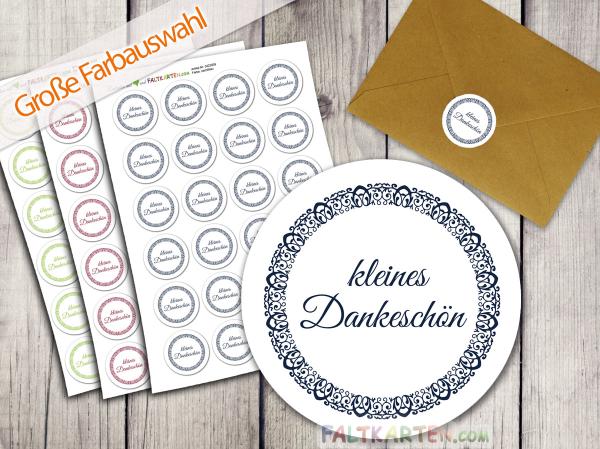 Aufkleber - Sticker 24 Stück "Kleines Dankeschön" 4cm ø Farbauswahl