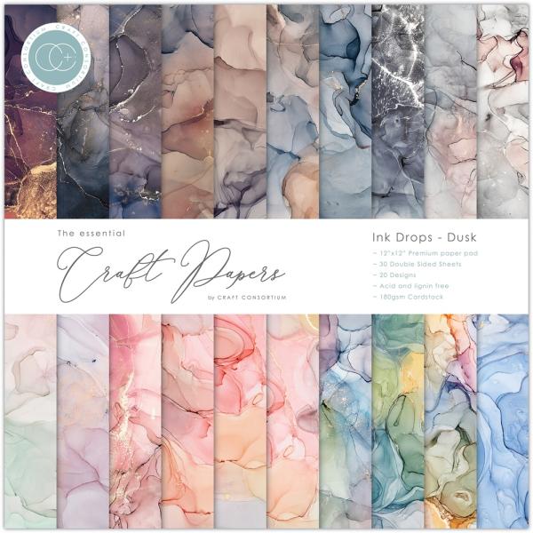 Craft Consortium Papierblock 12x12"  Ink Drops Dusk