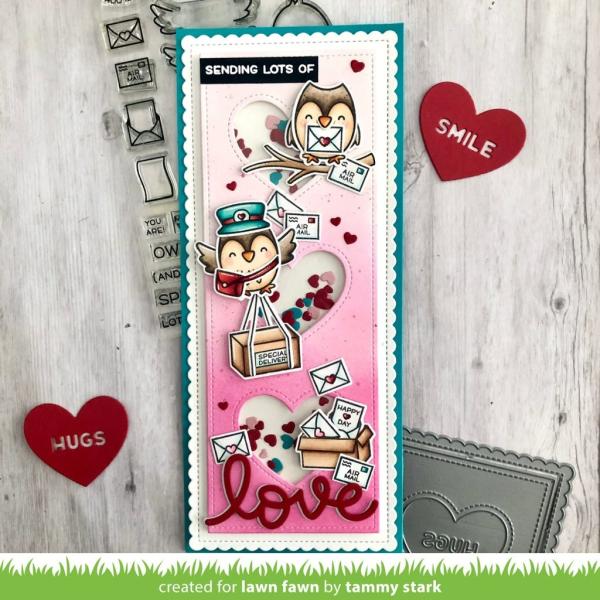 Lawn Fawn Craft Dies - Scalloped Slimline with Hearts: Portrait