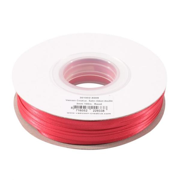 Vaessen Creative - Satinband 3mm 100m Rolle Rot