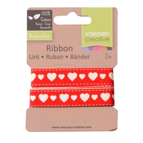 Vaessen Motivband 15mm "Herz - Rot" 2m