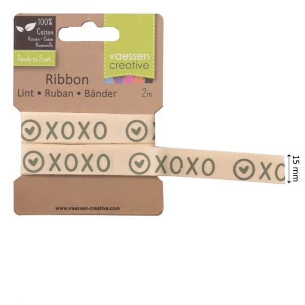 Vaessen Motivband/Text 15mm "xoxo" 2m