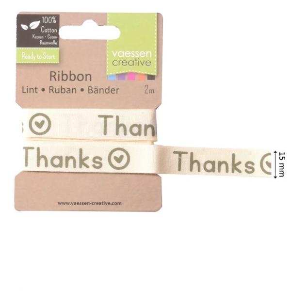 Vaessen Motivband/Text 15mm "Thanks" 2m