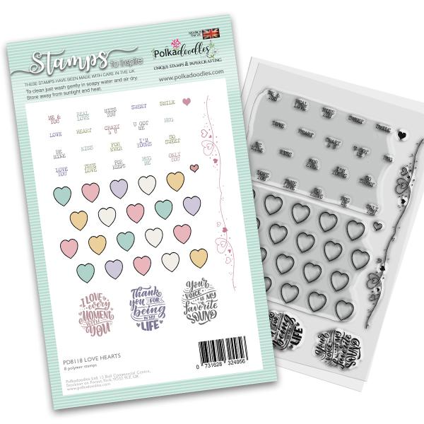 Polkadoodles Stempel "Love Hearts" Clear Stamp-Set