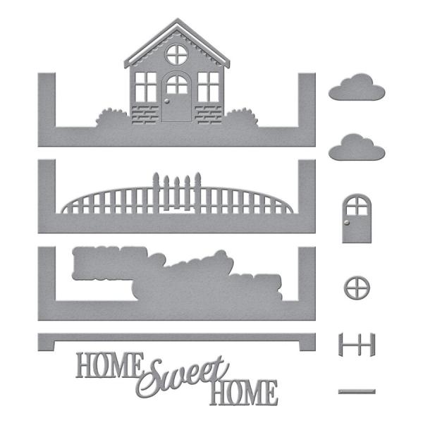 Spellbinders Die "Cozy Home Scene Etched" Stanzschablone