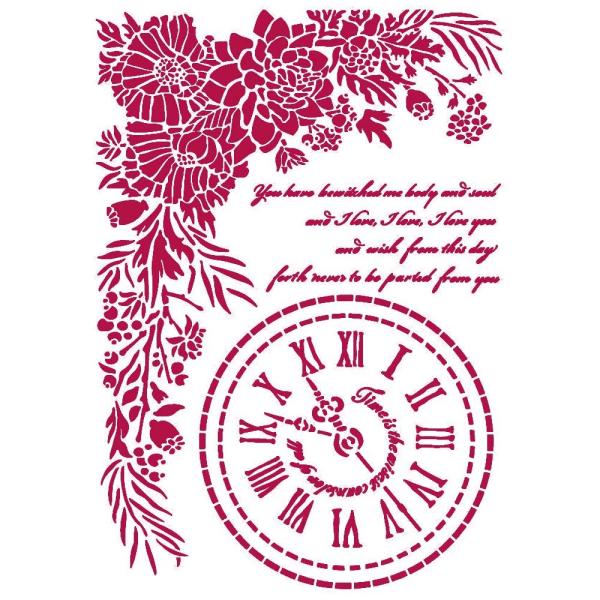 Stamperia Schablone - Stencil "Romantic Journal Clock" A4