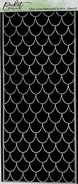 Picket Fence Studios Slim Line Mermaid Scales 4x10 Inch Stencil - Schablone