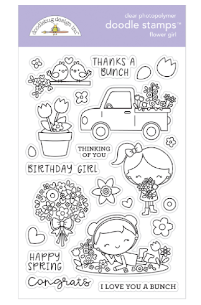 Doodlebug Design "Flower Girl" Stamps - Stempel