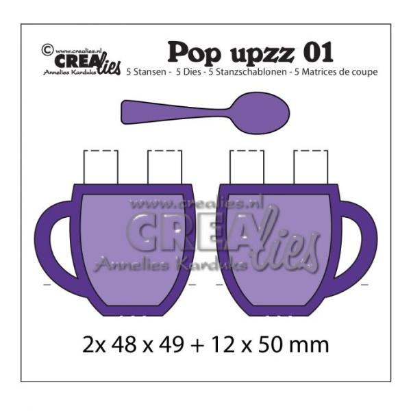 Crealies - Pop upzz Stanzschablonen no.1 Tassen - Löffel 2pcs 