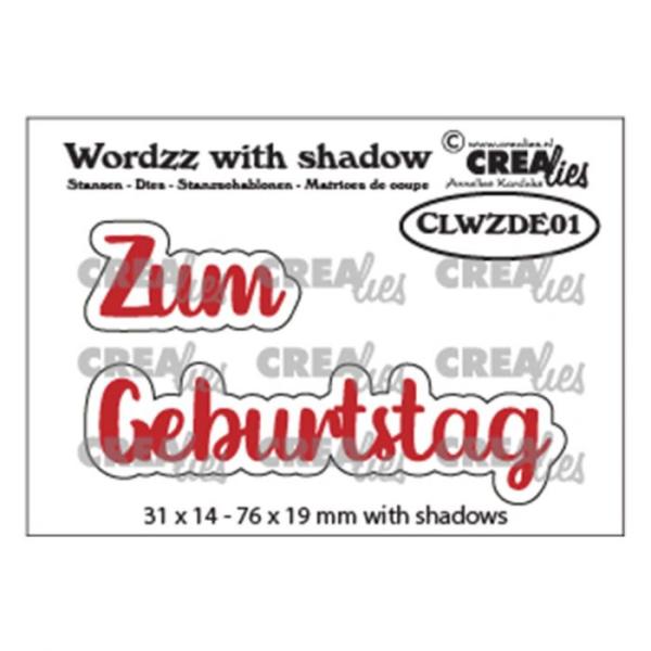 Crealies - Wordzz with shadow dies Zum geburtstag 