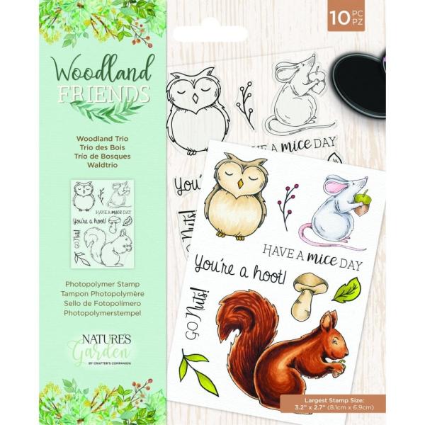 Crafters Companion -  Woodland Trio  - Clear Stamps